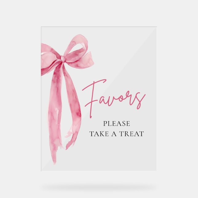 Modern Pink Bow Graduation Party Favours Sign (Front)