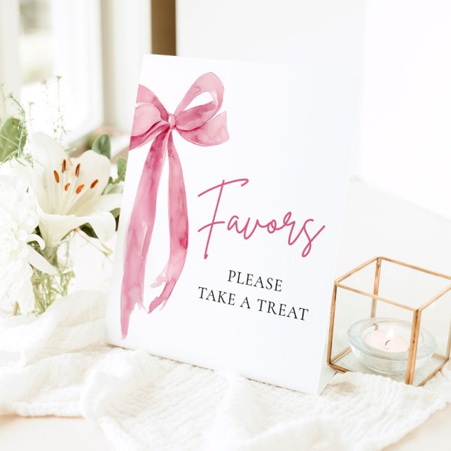 Modern Pink Bow Graduation Party Favours Sign (Creator Uploaded)