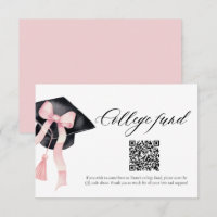 Modern Pink Bow QR Code College Fund Graduation