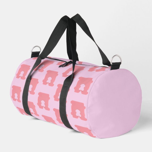 Modern Pink Bread Clip Geometric Silhouette Duffle Bag (Left Corner)