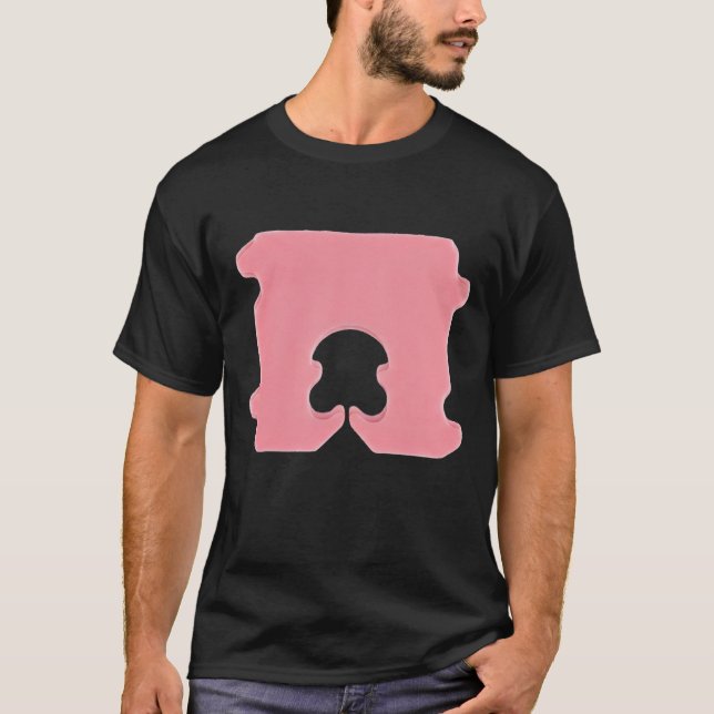 Modern Pink Bread Clip Geometric Silhouette T-Shirt (Front)