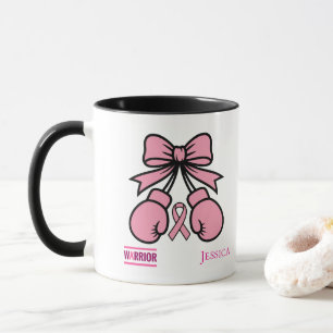 Modern Pink Breast Cancer Warrior Custom Name   Mug