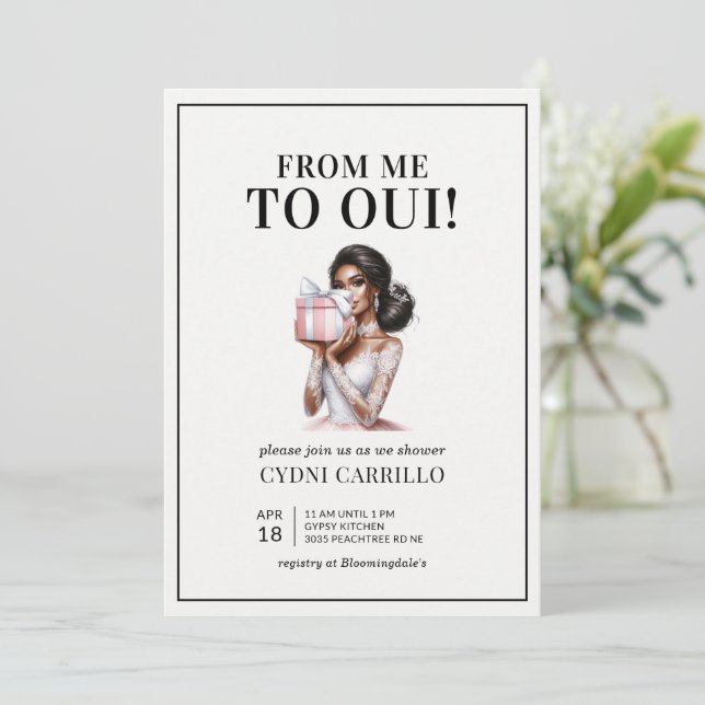 Modern Pink Bridal Shower African American  Invitation (Standing Front)