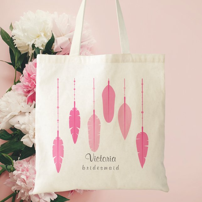Modern Pink Bridesmaid Proposal Gift Party Favour Tote Bag (Creator Uploaded)