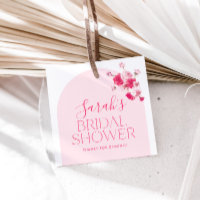 Modern Pink Bright Floral Bridal Shower Favour Tag