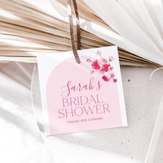 Modern Pink Bright Floral Bridal Shower Favour Tag