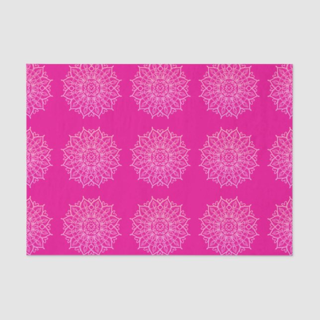 Modern Pink Bright Mandala Art Decoupage Gift Wrap Tissue Paper (Front)