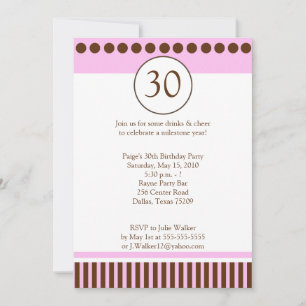 Modern Pink & Brown 5x7 Birthday Invitation