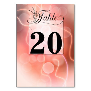Modern Pink Bubbles Bokeh Light and Typography Table Number