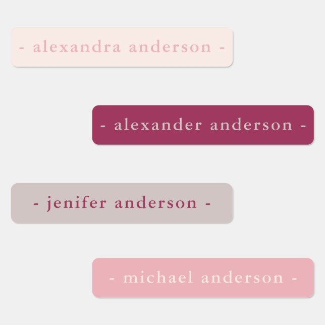 Modern Pink Burgundy Grey Waterproof Name (Group)