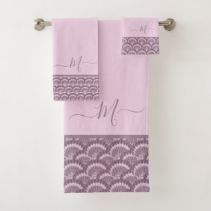 Modern  Pink Burgundy Seashell Shell Elegant Chic Bath Towel Set