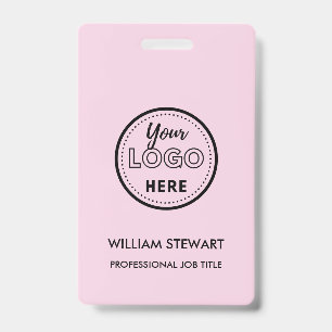 Modern Pink business logo Company Employee Staff ID Badge