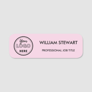 Modern Pink business logo Company Employee Staff Name Tag