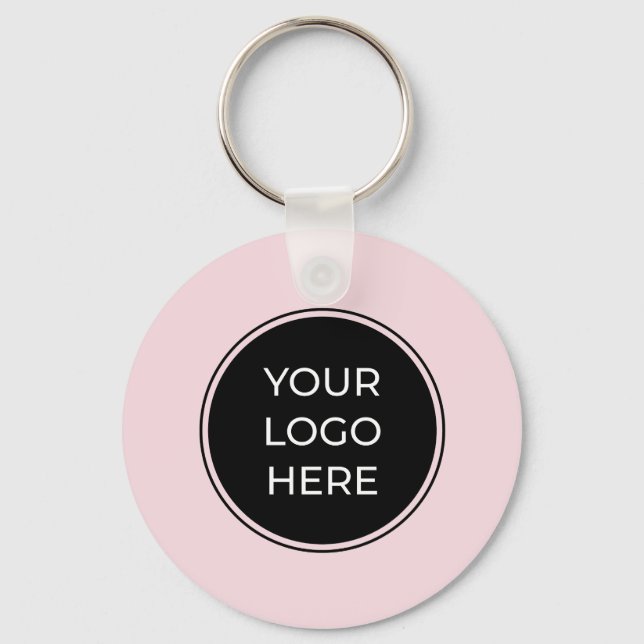 Modern Pink Business QR Code Key Ring (Front)