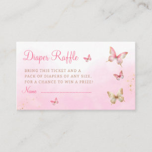 Modern Pink Butterflies Baby Shower Diaper Raffle Enclosure Card