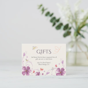 Modern Pink Butterflies Bridal Shower Enclosure Card
