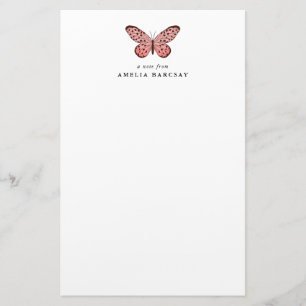 Modern Pink Butterfly Custom Stationery