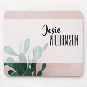 Modern Pink Cactus Mouse Pad