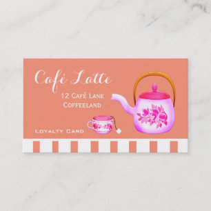Modern pink cafe Loyalty Card for coffee