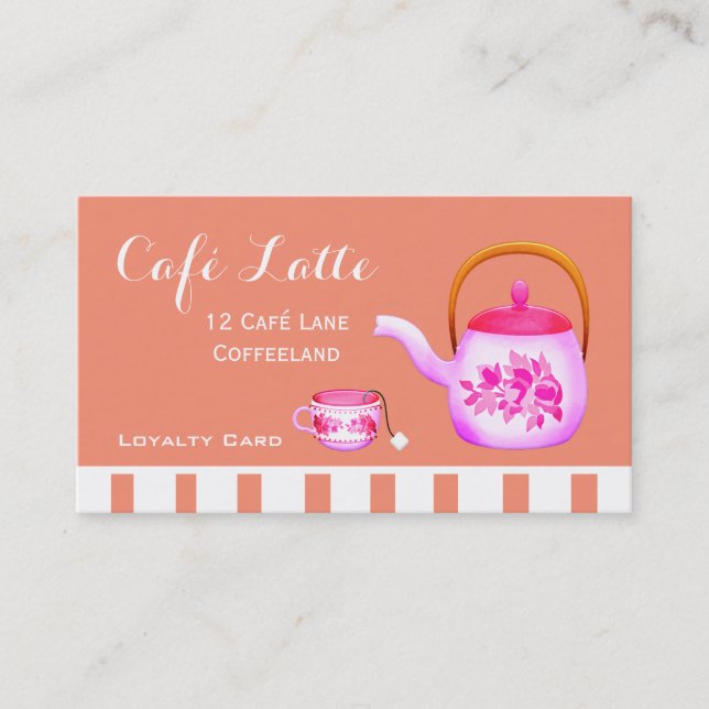 Modern pink cafe Loyalty Card for coffee (Front)