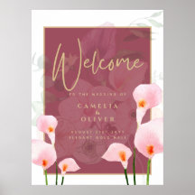 Modern Pink Calla Lily Wedding Welcome Sign