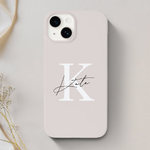 Modern Pink Calligraphy Name Monogram Case-Mate iPhone 14 Case