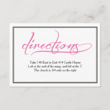 Modern Pink Calligraphy Wedding Directions Card