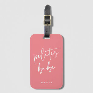 Modern Pink Calligraphy Workout Gym Pilates Luggage Tag