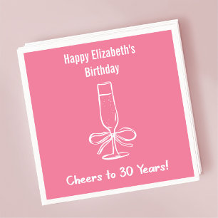 Modern Pink Cheers to 30 years Birthday Napkins