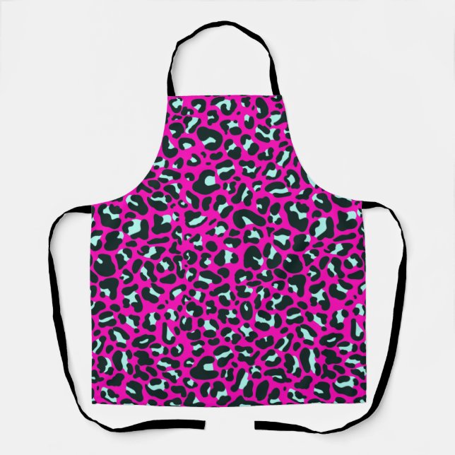 Modern Pink Cheetah Leopard Animal Print Apron (Front)