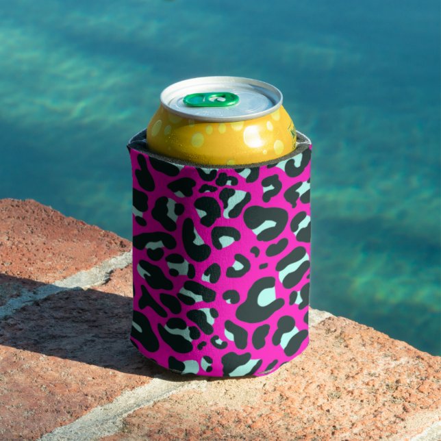 Modern Pink Cheetah Leopard Animal Print Can Cooler (In Situ Pool)