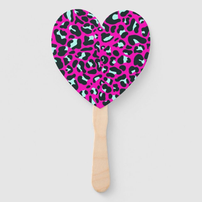 Modern Pink Cheetah Leopard Animal Print Hand Fan (Front)