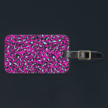 Modern Pink Cheetah Leopard Animal Print Luggage Tag<br><div class="desc">Always trendy hot pink solid colour. Wild safari and jungle animal print. Modern chic fine small cheetah,  leopard skin animal print in white and pastel mint and pink colour. Small cheetah leopard animal print.</div>