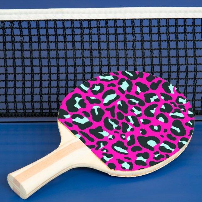 Modern Pink Cheetah Leopard Animal Print Ping Pong Paddle (Insitu)
