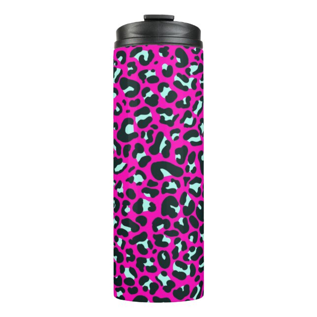 Modern Pink Cheetah Leopard Animal Print Thermal Tumbler (Front)