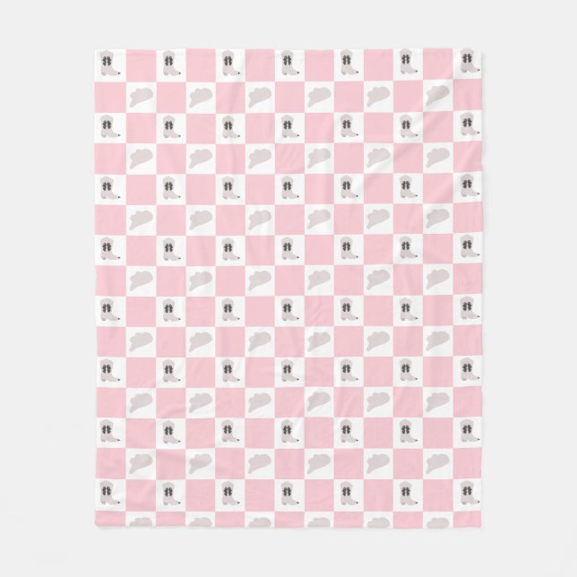 Modern Pink Chequered Cowgirl Rodeo Pattern Fleece Blanket (Front)