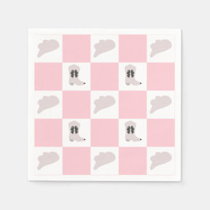 Modern Pink Chequered Cowgirl Rodeo Pattern Napkin