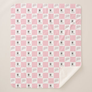 Modern Pink Chequered Cowgirl Rodeo Pattern Sherpa Blanket