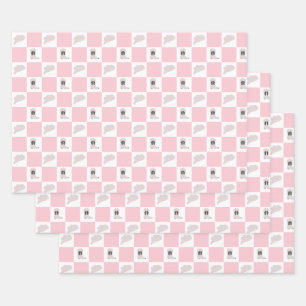 Modern Pink Chequered Cowgirl Rodeo Pattern Wrapping Paper Sheet