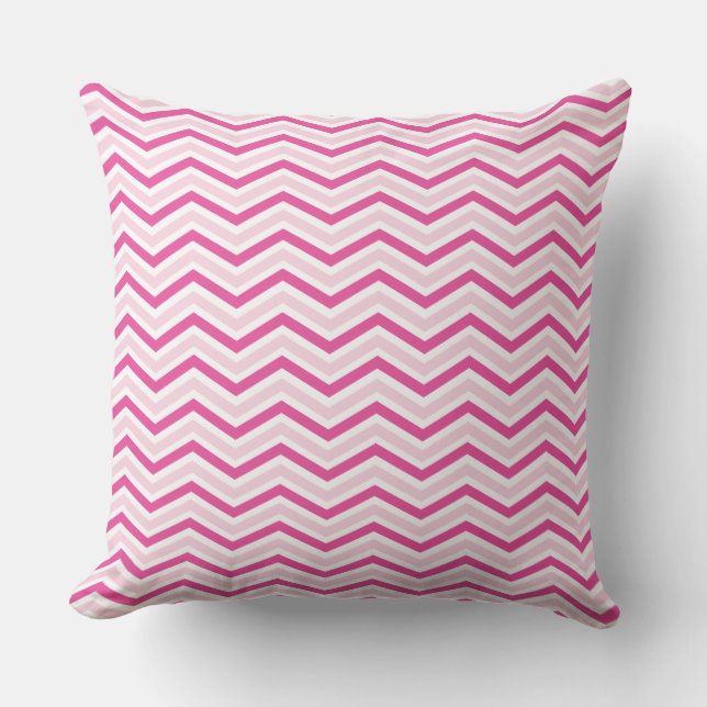 Modern Pink Chevron Stripe Outdoor Pillow (Front)