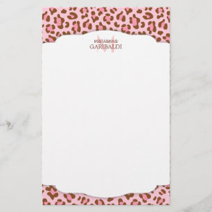 Modern Pink Choco Animal Print Girly Personalised Stationery