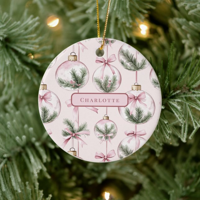 Modern Pink Christmas Ornament Personalized Gift (Tree)