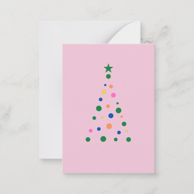 Modern Pink Christmas Tree Custom Back Budget  Card (Front)