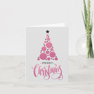 Modern Pink Christmas Tree Holiday Card