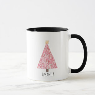 Modern pink christmas tree mug