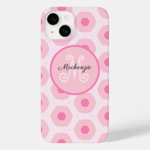 Modern Pink Circle Dots Geometric Monogram Mouse   Case-Mate iPhone 14 Case
