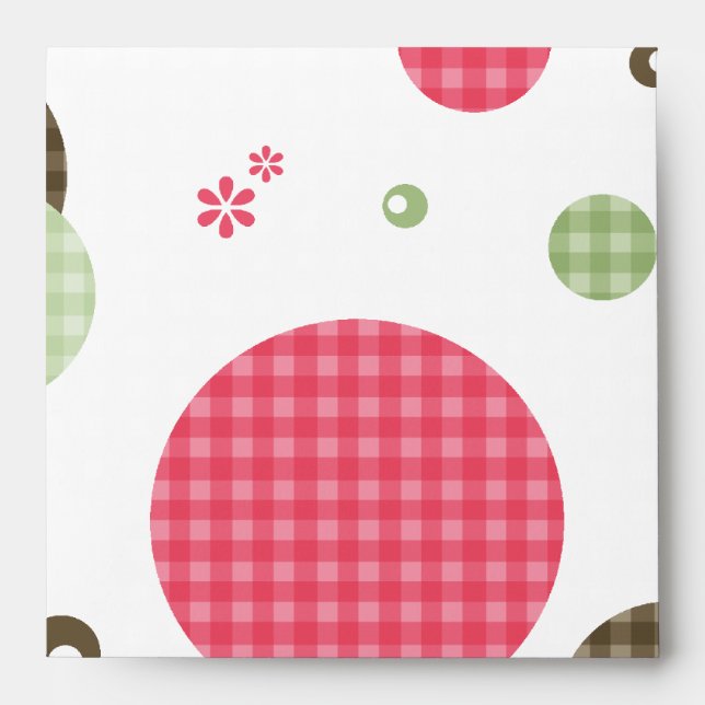 Modern Pink Circles And Girly Retro Flowers Envelope (Front)