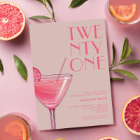 Modern Pink Cocktail 21st Birthday