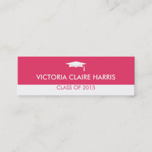 Modern pink colour block graduation name card