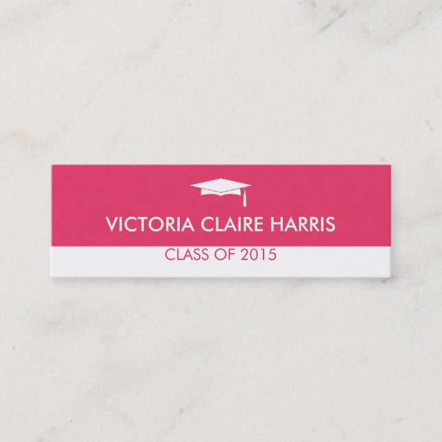 Modern pink colour block graduation name card (Front)
